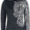 Black Premium by EMP Trojor & Cardigans | Antracitfargad Huvtroja Med Keltiskt Tryck