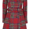 Voodoo Vixen Kappor | Margaret Red Plaid Coat With Removable Bow