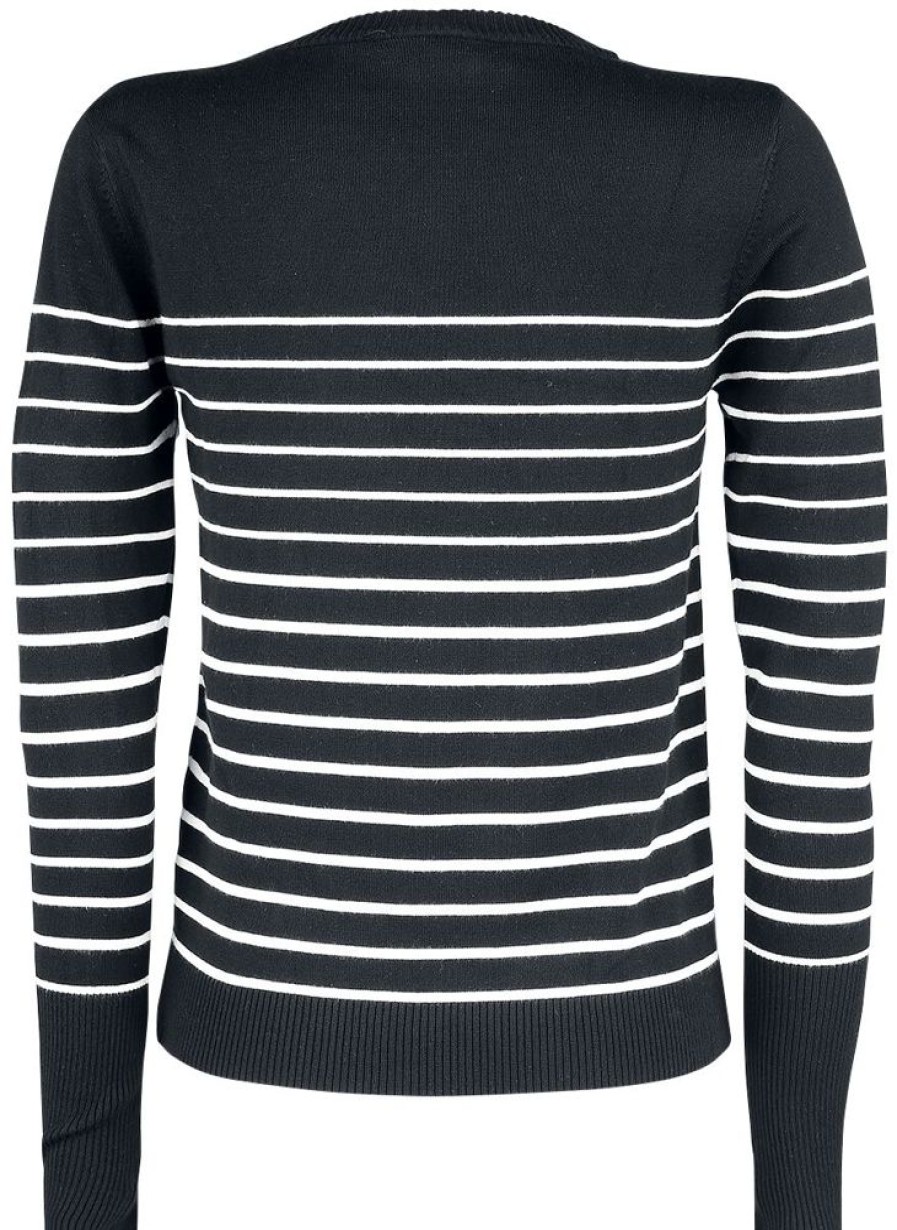 Voodoo Vixen Trojor & Cardigans | Black Sea Striped Crew Neck Sweater