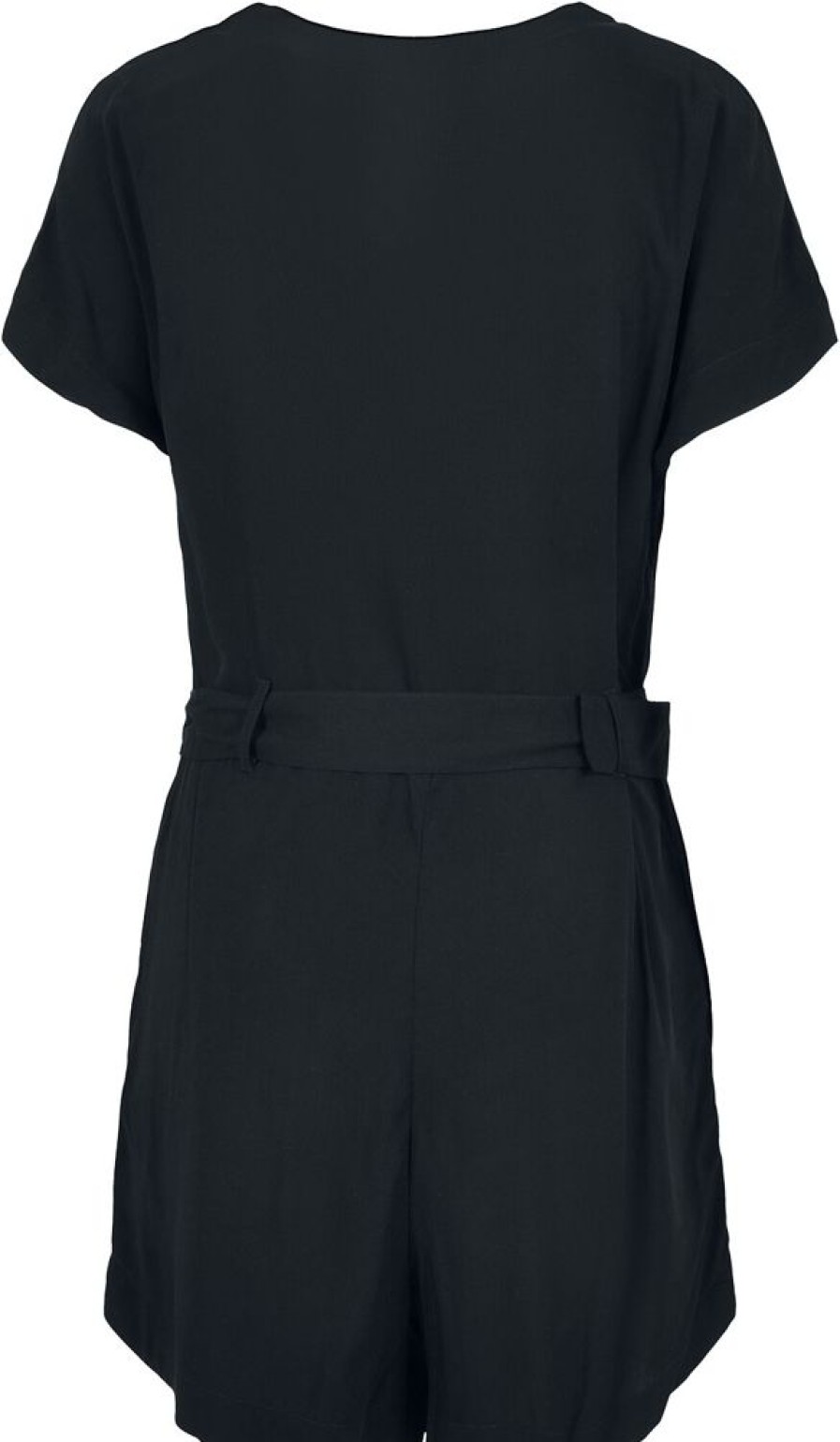 Urban Classics Overaller & Jumpsuits | Ladies' Short Black Viscose Belt Jumpsuit