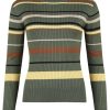 Voodoo Vixen Trojor & Cardigans | High-Neck Striped 70S Jumper