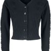 Voodoo Vixen Trojor & Cardigans | Jazmine 1940S Black Heart Knit Cardigan