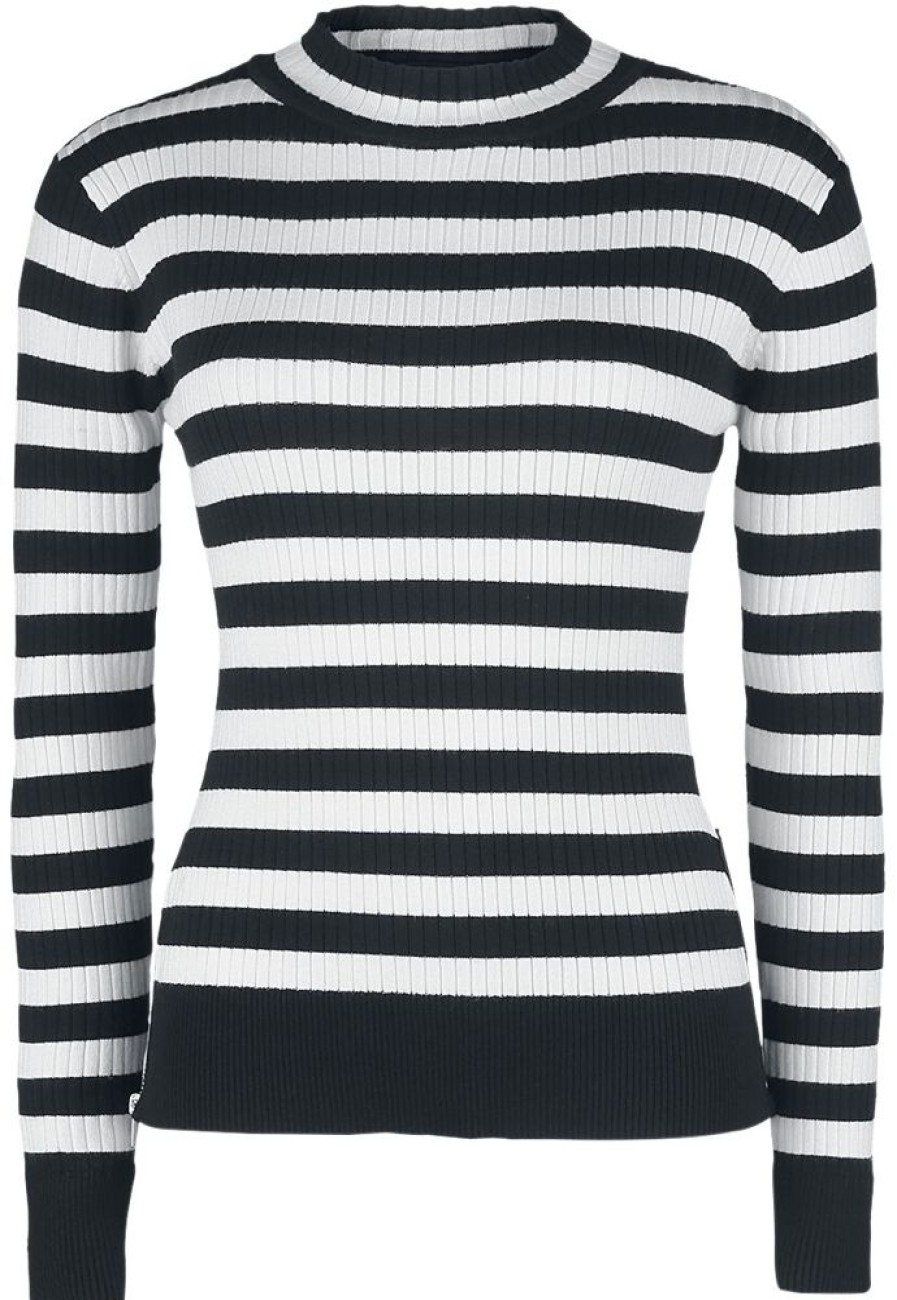 Jawbreaker Trojor & Cardigans | Menace White And Black Stripe Sweater