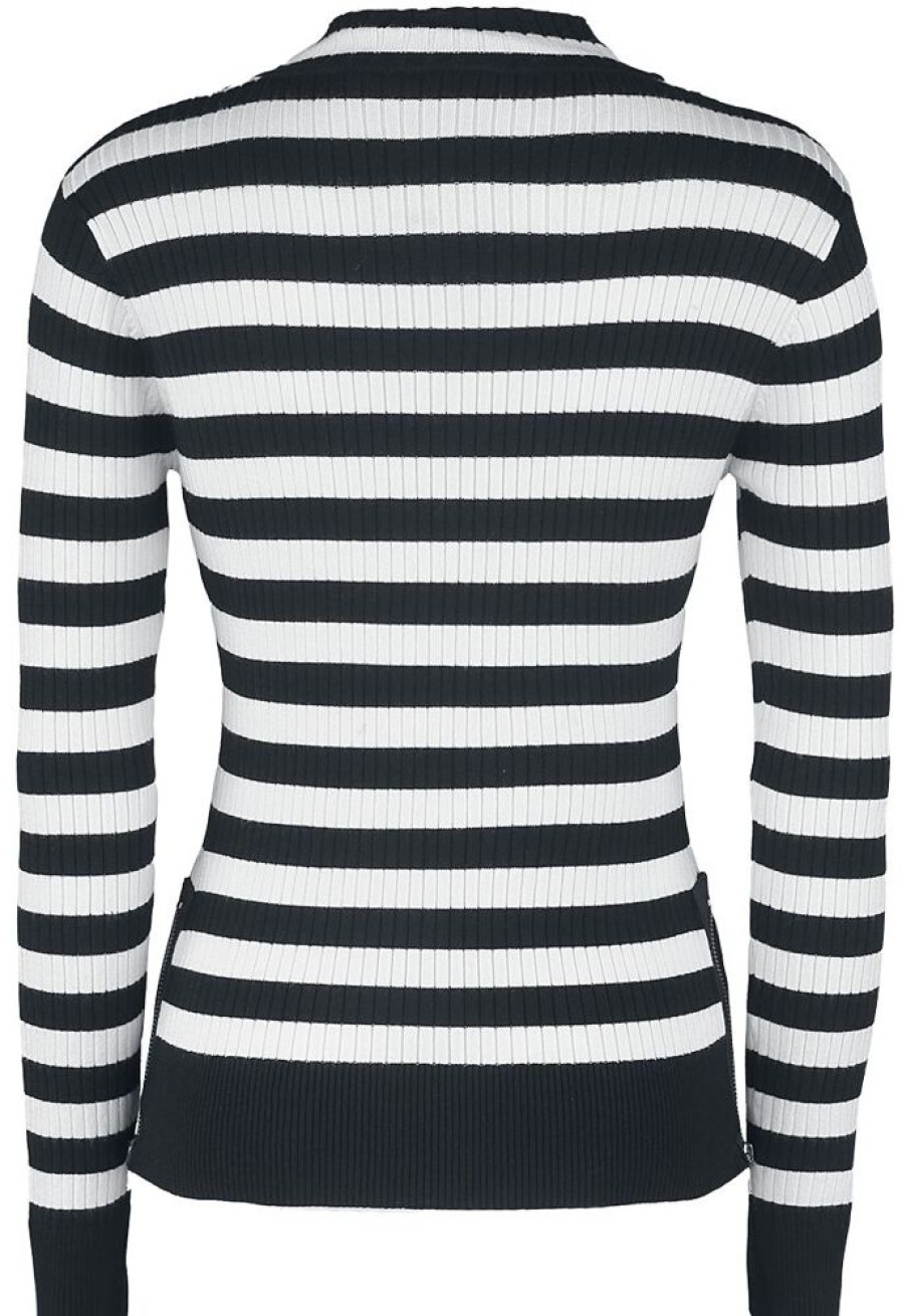 Jawbreaker Trojor & Cardigans | Menace White And Black Stripe Sweater